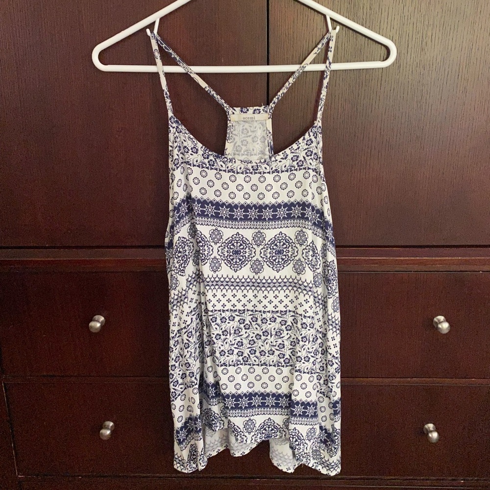 Blue and white girls tank top